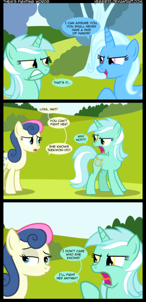 Size: 1320x2718 | Tagged: safe, artist:veggie55, derpibooru import, bon bon, lyra heartstrings, sweetie drops, trixie, pony, unicorn, bon bon is not amused, comic, female, mare