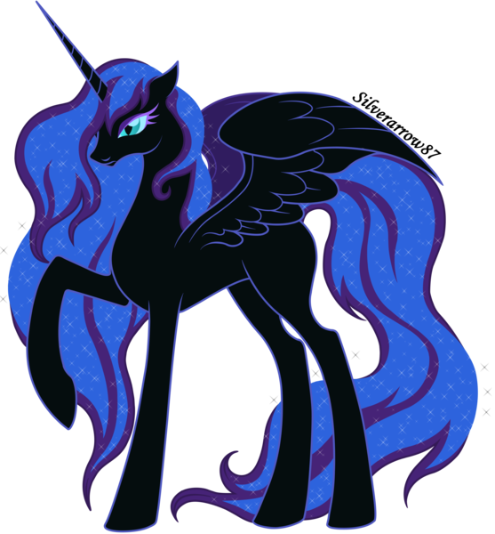 Size: 6445x6939 | Tagged: safe, artist:silverarrow87, derpibooru import, oc, oc:nyx, unofficial characters only, alicorn, pony, absurd resolution, alicorn oc, angry, blank flank, female, mare, nightmare nyx, older, simple background, solo, transformation, transparent background, vector