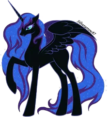 Size: 6445x6939 | Tagged: safe, artist:silverarrow87, derpibooru import, oc, oc:nyx, unofficial characters only, alicorn, pony, absurd resolution, alicorn oc, angry, blank flank, female, mare, nightmare nyx, older, simple background, solo, transformation, transparent background, vector