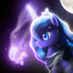 Size: 4000x4000 | Tagged: absurd resolution, artist:lmgchikess, derpibooru import, magic, moon, princess luna, safe, smiling, solo