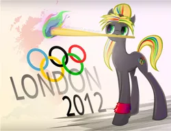 Size: 1241x952 | Tagged: artist:topsy-n, derpibooru import, london, london 2012, oc, olympic games, olympic rings, olympics, olympic torch, safe, solo, unofficial characters only