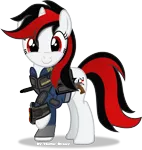 Size: 4053x4290 | Tagged: safe, artist:vector-brony, derpibooru import, oc, oc:blackjack, oc:go fish, unofficial characters only, pony, unicorn, fallout equestria, fallout equestria: project horizons, fanfic, absurd resolution, clothes, cute, cutie mark, fanfic art, female, happy, hooves, horn, mare, pipbuck, raised hoof, simple background, smiling, solo, transparent background, vault security armor, vault suit, vector