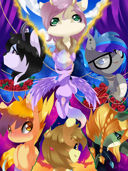 Size: 1500x2000 | Tagged: artist:loyaldis, derpibooru import, oc, oc:animus tranquility, oc:lefwyne, oc:mystic rainbow, oc:raiden, oc:shadow joy, oc:vesper, oc:willow, safe, unofficial characters only