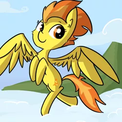 Size: 720x720 | Tagged: safe, artist:tjpones, derpibooru import, spitfire, cute, cutefire, smiling, solo, spread wings