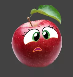 Size: 350x368 | Tagged: apple, applejack, applejack becoming an apple, artist:mysterimaan, derpibooru import, food, pun, safe, solo