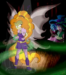 Size: 2200x2500 | Tagged: safe, artist:amberony, derpibooru import, adagio dazzle, aria blaze, sonata dusk, equestria girls, fin wings, large wings, transformation