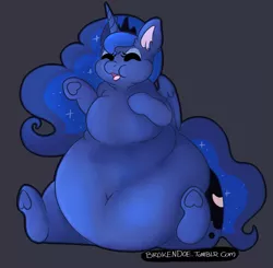 Size: 1015x996 | Tagged: artist:adoeable, belly, big belly, chubby cheeks, derpibooru import, fat, heart, heart hoof, obese, princess luna, princess moonpig, safe, solo