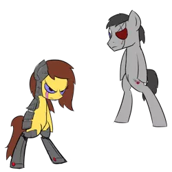 Size: 894x894 | Tagged: safe, artist:pandramodo, derpibooru import, oc, unofficial characters only, cyborg, pony, fallout equestria, bipedal, digital art, scarred, sketch, solo