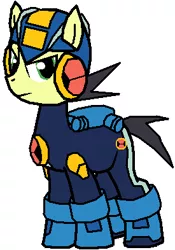 Size: 275x393 | Tagged: artist:plantpony, derpibooru import, megaman, megaman battle network, megaman.exe, ponified, safe, simple background, solo, source needed, white background