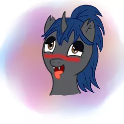 Size: 1024x1024 | Tagged: suggestive, artist:darthxanatos501, derpibooru import, oc, oc:sweet scribe, unofficial characters only, changeling, ahegao, blushing, female, open mouth, solo, tongue out