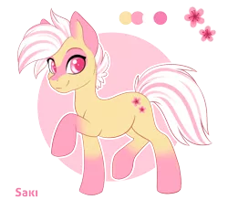 Size: 1034x950 | Tagged: safe, artist:peridotkitty, derpibooru import, oc, oc:saki, unofficial characters only, earth pony, pony, art, coat markings, design, original, raised hoof, solo