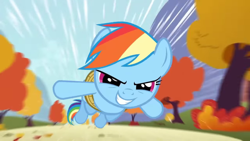 Size: 1280x720 | Tagged: safe, derpibooru import, screencap, rainbow dash, fall weather friends, flying, rope, solo