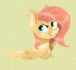 Size: 768x704 | Tagged: safe, artist:frozzie5star, derpibooru import, fluttershy, bust, folded wings, graph paper, head turn, lineless, looking at you, portrait, solo