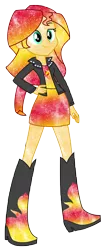 Size: 4000x9559 | Tagged: safe, artist:digiradiance, artist:masem, derpibooru import, edit, sunset shimmer, equestria girls, absurd resolution, boots, clothes, galaxy, jacket, leather, leather jacket, simple background, skirt, solo, transparent background, vector