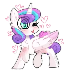 Size: 655x639 | Tagged: safe, artist:secretwanderlust, derpibooru import, princess flurry heart, spoiler:s06, :p, blushing, chest fluff, cute, ear fluff, eye clipping through hair, filly flurry heart, flurrybetes, heart, heart eyes, leg fluff, older, older flurry heart, one eye closed, simple background, solo, tongue out, transparent background, wing fluff, wingding eyes, wink