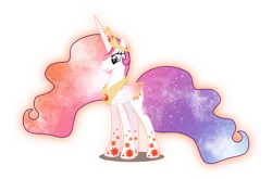 Size: 6178x4078 | Tagged: safe, artist:digiradiance, artist:xebck, derpibooru import, princess celestia, pony, absurd resolution, female, galaxy, mare, rainbow power, rainbow power-ified, simple background, solo, transparent background, vector