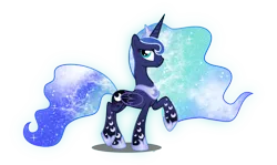 Size: 5000x2979 | Tagged: absurd resolution, artist:digiradiance, artist:xebck, derpibooru import, galaxy, princess luna, rainbow power, rainbow power-ified, safe, simple background, solo, transparent background, vector