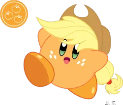 Size: 1154x988 | Tagged: applejack, artist:silver-soldier, derpibooru import, kirby, kirby applejack, kirby (character), kirbyfied, safe, simple background, slashy intensifies, solo, species swap, transparent background, vector