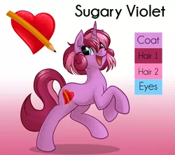 Size: 2828x2508 | Tagged: safe, artist:sugaryviolet, derpibooru import, oc, oc:sugary violet, unofficial characters only, reference sheet, standing, standing on one leg