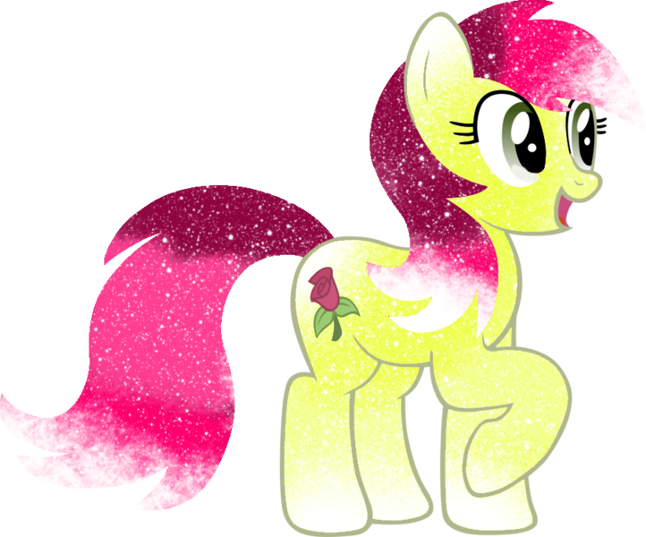 Size: 900x748 | Tagged: artist:digiradiance, artist:thejourneysend, derpibooru import, galaxy, open mouth, raised hoof, roseluck, safe, simple background, solo, transparent background, vector