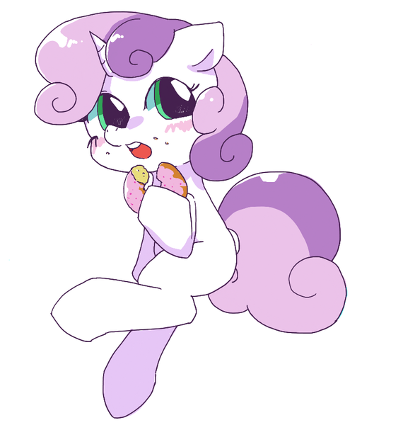 Size: 848x892 | Tagged: artist:monon0, bread, cute, derpibooru import, diasweetes, donut, eating, food, open mouth, safe, simple background, solo, sweetie belle, weapons-grade cute, white background