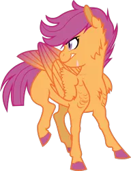 Size: 1671x2173 | Tagged: artist:saturnstar14, colored wings, derpibooru import, multicolored wings, safe, scootaloo, simple background, solo, tail feathers, transparent background