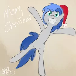 Size: 1024x1024 | Tagged: artist:yunguy1, derpibooru import, fangs, hat, oc, oc:sapphire sights, safe, santa hat, solo, unofficial characters only