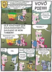 Size: 796x1088 | Tagged: applejack, artist:kturtle, cloudy quartz, comic, comic:the story of granny pie, derpibooru import, filly, granny pie, igneous rock pie, limestone pie, marble pie, pinkie pie, portuguese, quartzrock, rock farm, safe, translation