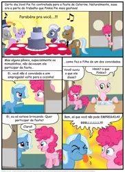 Size: 794x1088 | Tagged: safe, artist:kturtle, derpibooru import, granny pie, pinkie pie, trixie, pony, unicorn, comic:the story of granny pie, comic, female, filly, mare, portuguese, translation