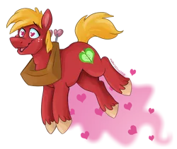 Size: 900x760 | Tagged: safe, artist:spainfischer, derpibooru import, big macintosh, earth pony, pony, floating, heart, heart eyes, male, open mouth, simple background, smiling, solo, stallion, transparent background, wavy mouth, wingding eyes