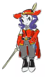 Size: 540x916 | Tagged: anthro, artist:brownie-bytes, derpibooru import, final fantasy, hat, part of a set, rapier, rarity, red mage, safe, solo