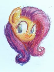 Size: 1200x1600 | Tagged: artist:aemantaslim, dead source, derpibooru import, fluttershy, oil pastel, safe, solo, traditional art