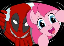 Size: 1400x1000 | Tagged: artist:ninja-8004, crossover, deadpool, derpibooru import, fourth wall, looking at you, marvel, pinkie pie, pinkiepool (pairing), safe