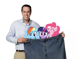 Size: 540x405 | Tagged: clothes, derpibooru import, food, funny aneurysm moment, happy, jared fogle, jared the subway guy, pants, pinkie pie, rainbow dash, sad, safe, simple background, subway, twilight sparkle, unfortunate implications