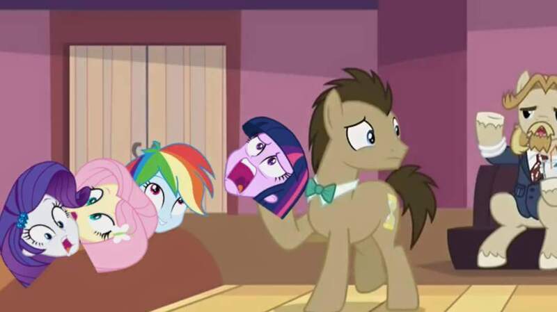 Size: 1077x605 | Tagged: safe, derpibooru import, edit, edited screencap, screencap, doctor whooves, fluttershy, jeff letrotski, rainbow dash, rarity, time turner, twilight sparkle, equestria girls, slice of life (episode), bowling, decapitated, exploitable meme, meme, severed head, twiscream, wat, why, wide eyes