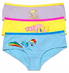 Size: 600x637 | Tagged: safe, derpibooru import, derpy hooves, fluttershy, rainbow dash, pegasus, pony, blue underwear, clothes, female, mare, merchandise, panties, pony print underwear, purple underwear, underwear, yellow underwear