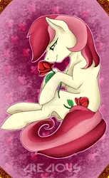 Size: 1024x1673 | Tagged: artist:crecious, derpibooru import, flower, rose, roseluck, safe, side, solo, watermark