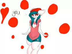 Size: 1600x1200 | Tagged: albino, anthro, artist:rednorth, beanie, clothes, cute, derpibooru import, floppy ears, hat, heart, hearts and hooves day, oc, oc:red-north, piercing, safe, shorts, solo, unofficial characters only, valentine