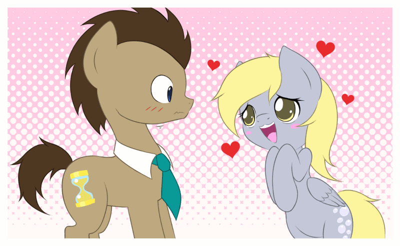 Size: 1000x615 | Tagged: safe, artist:jdan-s, derpibooru import, derpy hooves, doctor whooves, time turner, pony, :3, animated, bipedal, cute, derpabetes, diabetes, doctorbetes, doctorderpy, eye shimmer, female, heart, male, shipping, straight