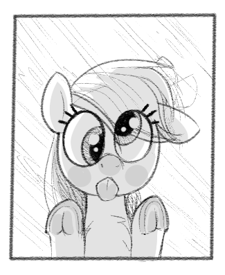 Size: 325x397 | Tagged: safe, artist:whydomenhavenipples, derpibooru import, derpy hooves, pegasus, pony, against glass, chest fluff, female, glass, grayscale, mare, monochrome, solo, tongue out, underhoof