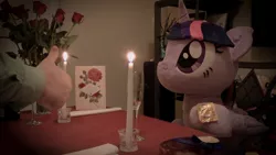 Size: 1920x1080 | Tagged: suggestive, artist:plushwaifus, derpibooru import, photographer:corpulentbrony, /mlp/, 4chan, candle, candlelight, champagne, chocolate, chocolates, condom, corpulent brony, flower, food, hearts and hooves day, irl, life size, photo, plushie, present, rose, thumbs up, valentine, valentine's day, valentine's day card, waifu, waifu dinner