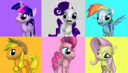 Size: 2308x1320 | Tagged: safe, derpibooru import, applejack, fluttershy, pinkie pie, rainbow dash, rarity, twilight sparkle, twilight sparkle (alicorn), alicorn, pony, pony creator, 3d, female, hearts and hooves day, mane six, mare, ponylumen