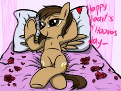 Size: 4096x3072 | Tagged: armpits, artist:littlenaughtypony, bedroom, bedroom eyes, cute, derpibooru import, hearts and hooves day, oc, oc:harmony inkwell, rose, safe, unofficial characters only, valentine's day, wife