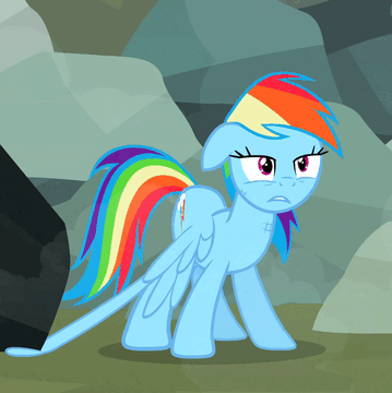 Size: 359x360 | Tagged: safe, derpibooru import, screencap, rainbow dash, pegasus, pony, may the best pet win, adorable distress, animated, cute, gif, loop, panic, rock, solo, struggling, stuck, trotting, trotting in place