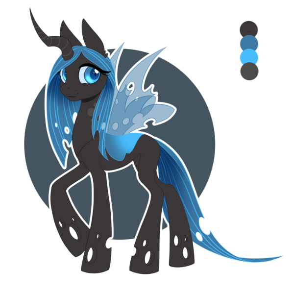 Size: 950x953 | Tagged: artist:peridotkitty, blue changeling, commission, derpibooru import, queen chrysalis, safe, solo