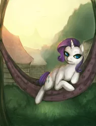 Size: 800x1053 | Tagged: artist:elkaart, derpibooru import, hammock, rarity, safe, solo