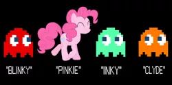 Size: 900x445 | Tagged: blinky, clyde, crossover, derpibooru import, inky, namesake, pac-man, pinkie pie, pinky, pun, safe