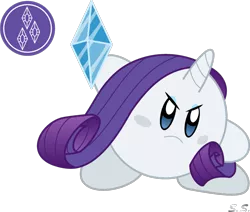 Size: 1193x1013 | Tagged: artist:silver-soldier, derpibooru import, diamond, kirby, kirby (character), kirbyfied, kirby rarity, rarity, safe, simple background, slashy intensifies, solo, species swap, transparent background, vector