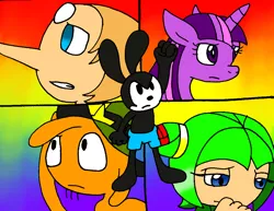 Size: 1120x865 | Tagged: safe, artist:cmara, derpibooru import, twilight sparkle, cosmo the seedrian, crossover, disney, oswald the lucky rabbit, paint tool sai, pearl (steven universe), sonic the hedgehog (series), steven universe, wander over yonder, wander (wander over yonder)