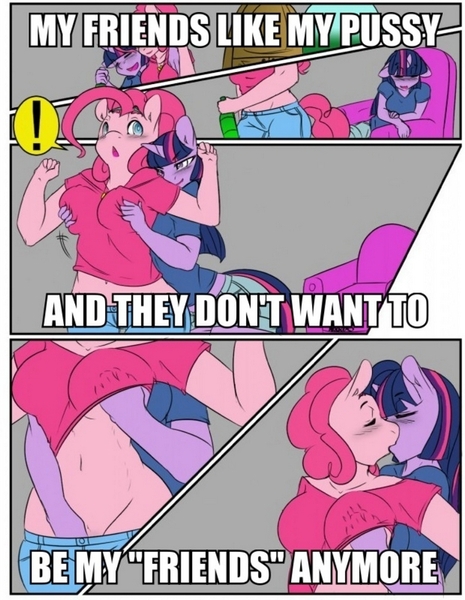 Size: 620x800 | Tagged: questionable, artist:avante92, derpibooru import, edit, pinkie pie, twilight sparkle, anthro, blushing, breast fondling, breast grab, breasts, busty pinkie pie, clothes, curvy, drunk, drunk twilight, female, grope, image macro, lesbian, meme, shipping, twinkie